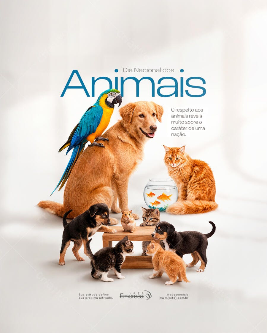 Post Dia Nacional dos Animais Pet Shop PSD Editável