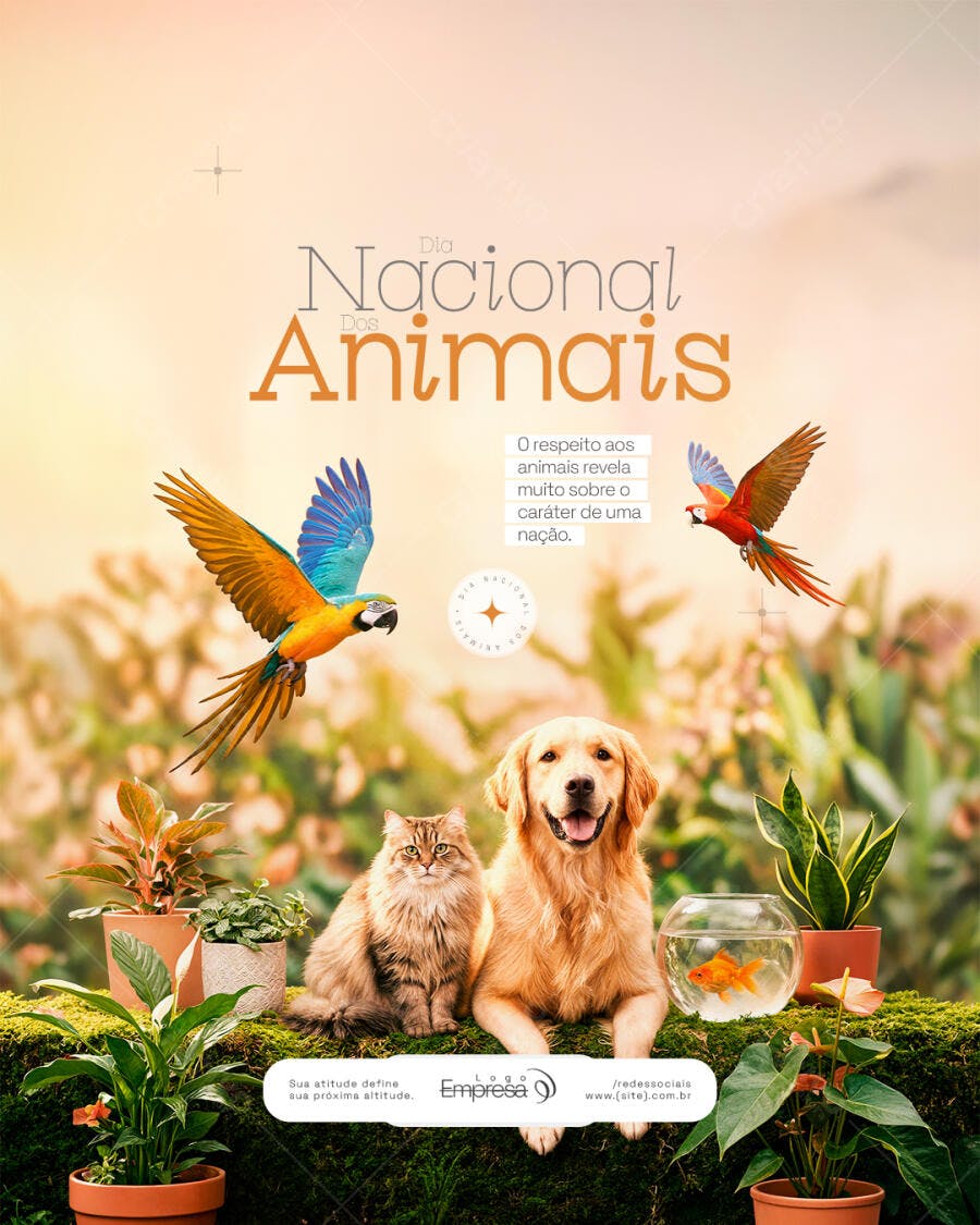 Post Dia Nacional dos Animais Pet Shop PSD Editável