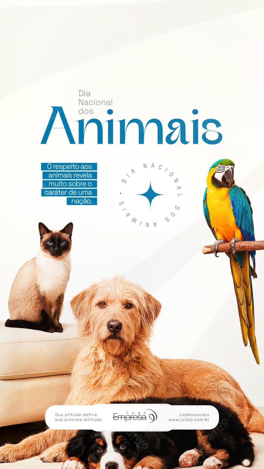 Post Instagram Dia Nacional dos Animais Pet Shop PSD Editável