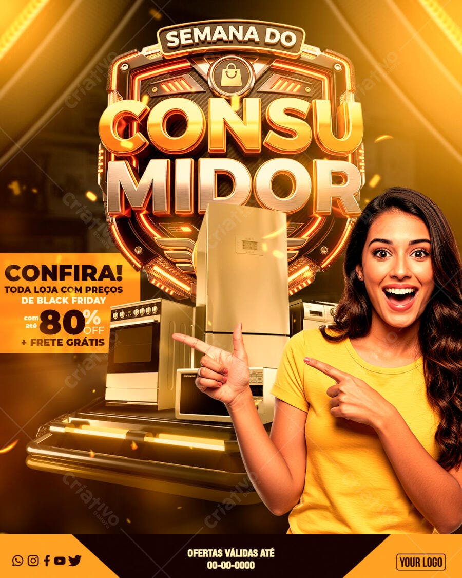 Flyer Semana do Consumidor Eletrodomésticos PSD Editável