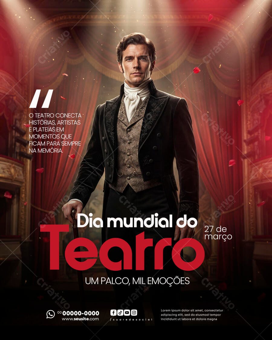 Post Instagram Dia Mundial do Teatro 27 de Março PSD Editável