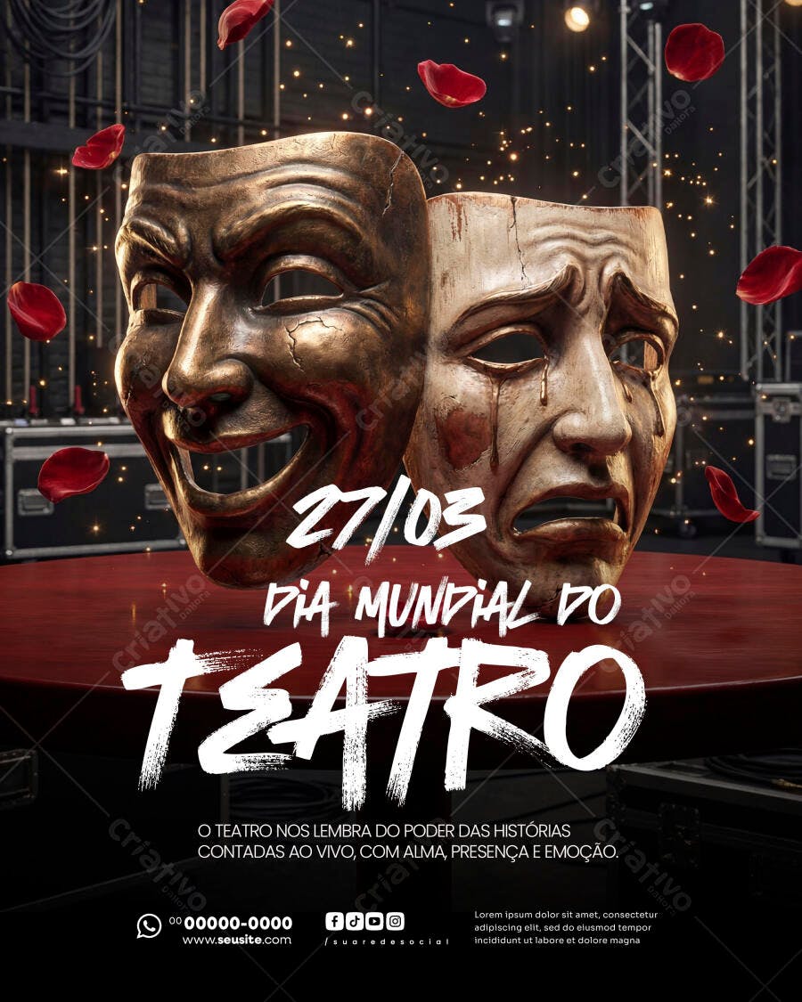 Flyer Dia Mundial do Teatro 27 de Março PSD Editável