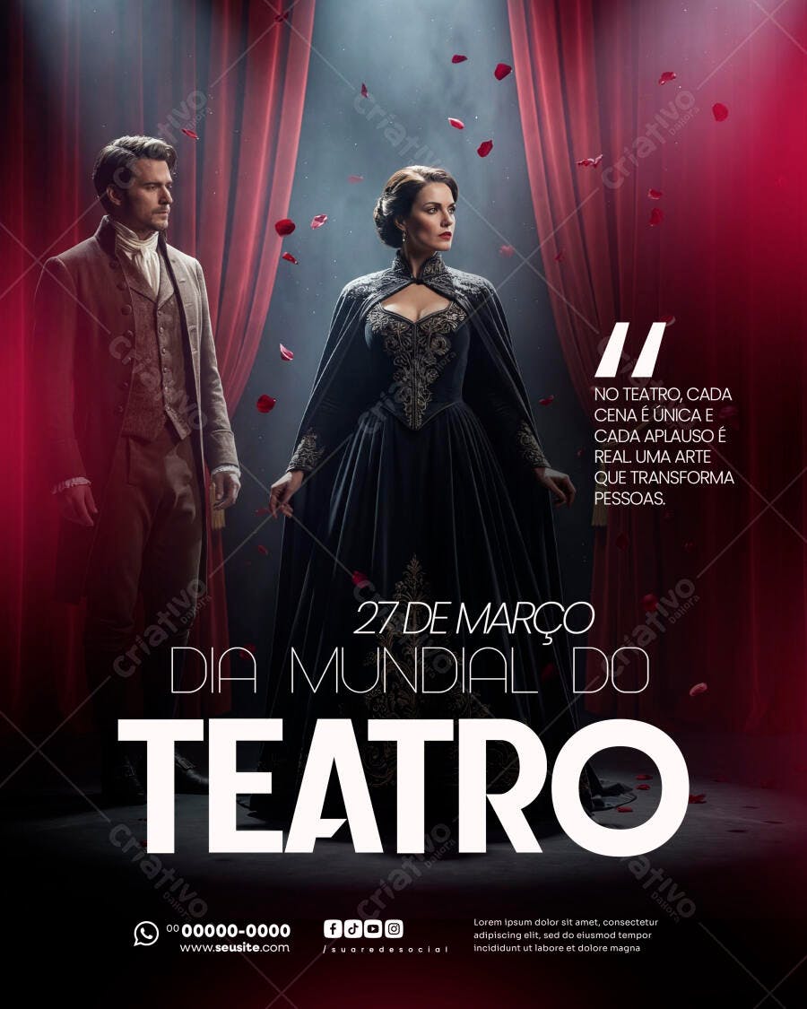 Flyer Dia Mundial do Teatro 27 de Março PSD Editável