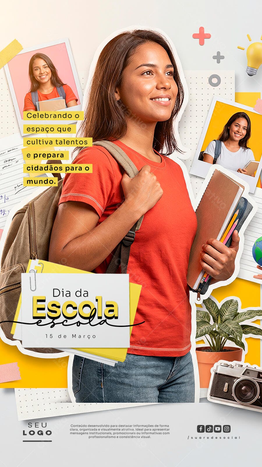 Story Instagram Dia da Escola 15 de Março Educação PSD Editável