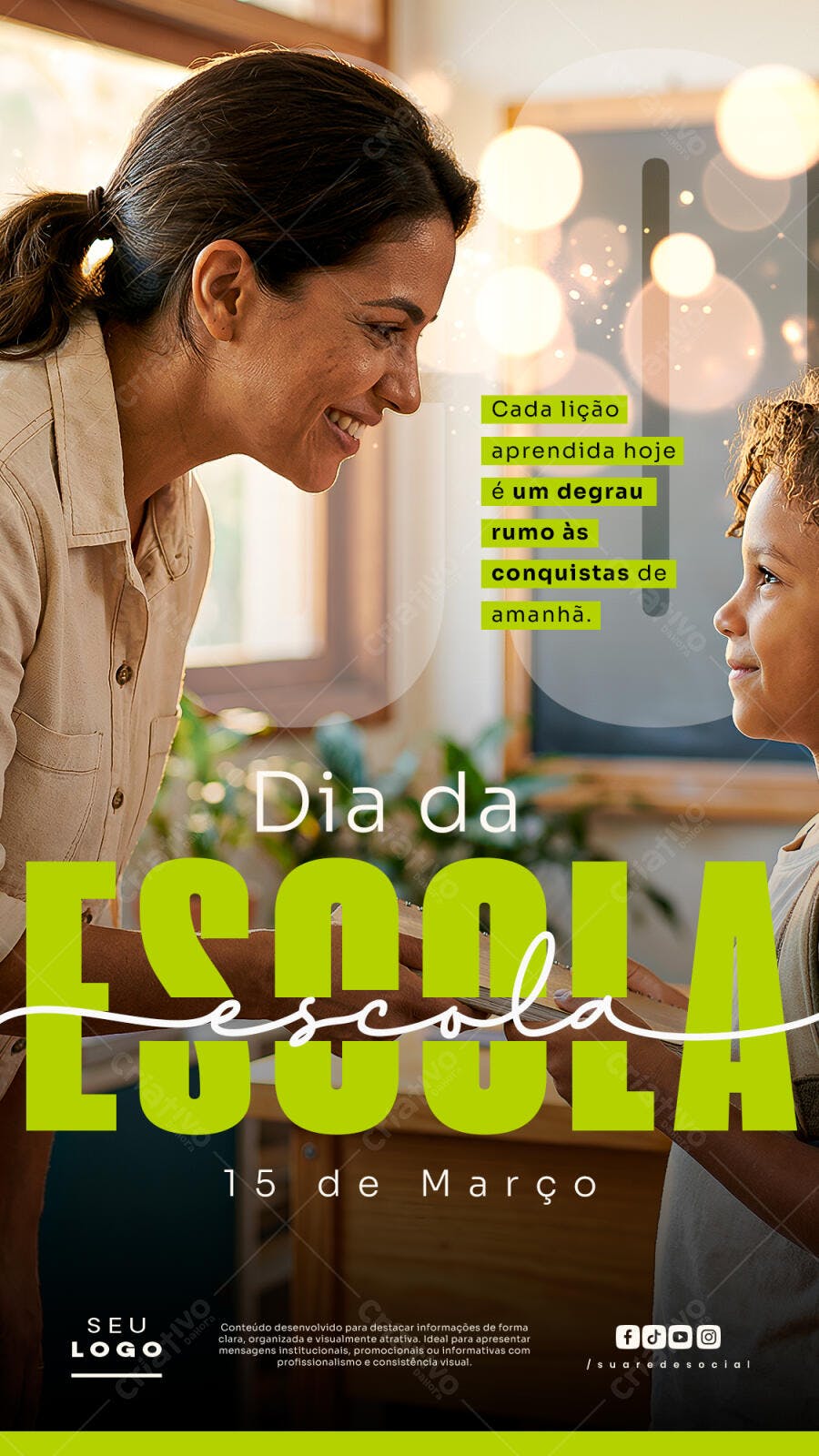 Story Instagram Dia da Escola 15 de Março PSD Editável