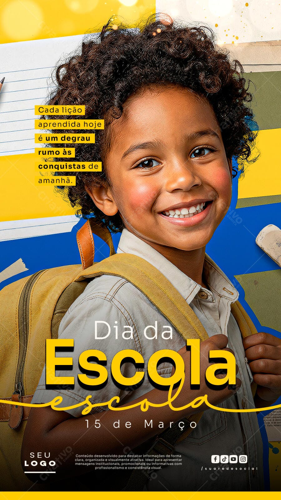 Story Dia da Escola 15 de Março Educação PSD Editável