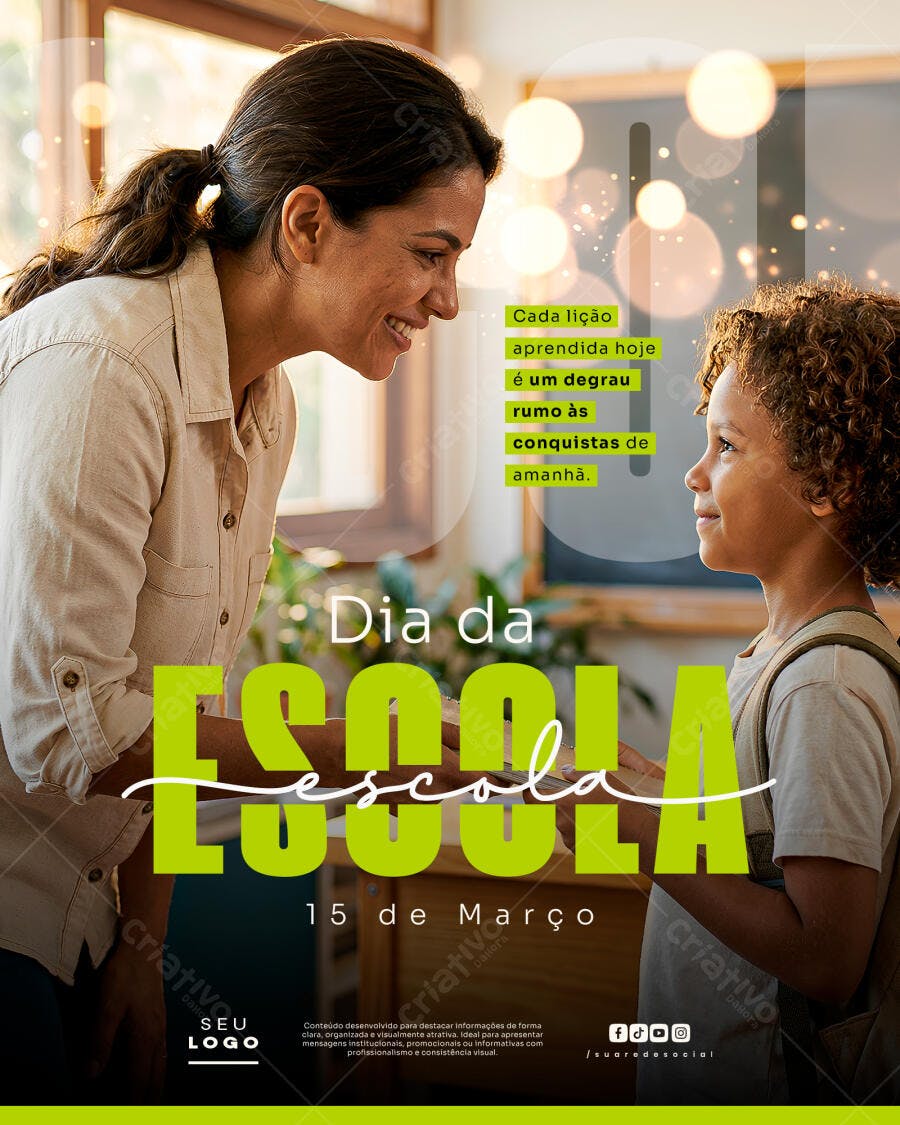 Post Instagram Dia da Escola 15 de Março PSD Editável