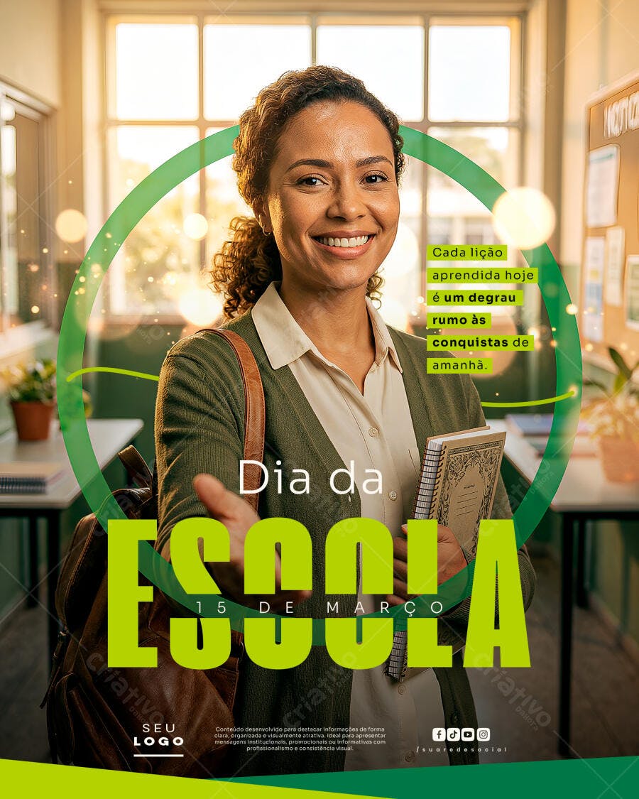 Post Dia da Escola 15 de Março Educação PSD Editável