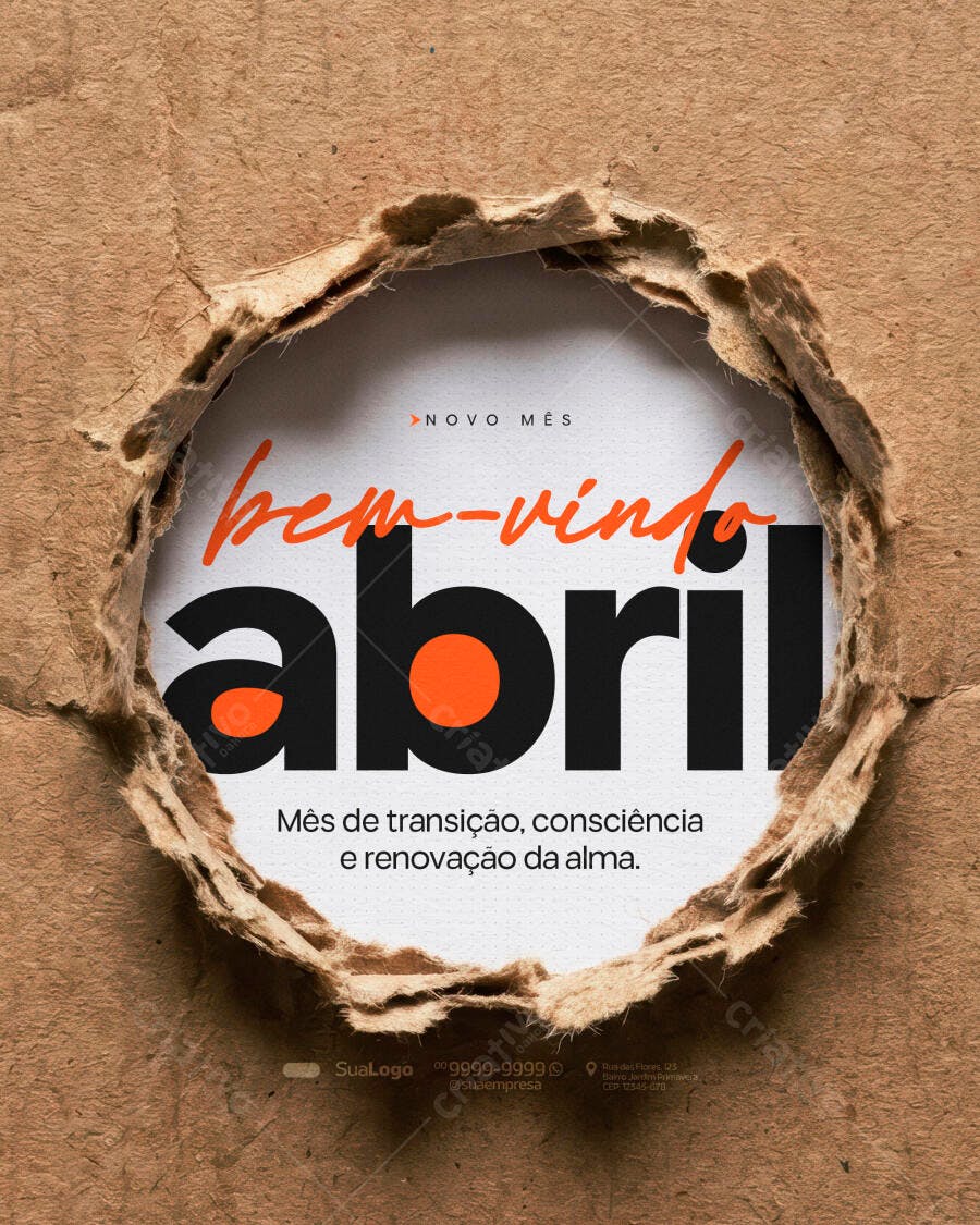 Post Instagram Bem-Vindo Abril PSD Editável