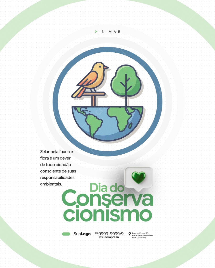 Post Dia do Conservacionismo Meio Ambiente PSD Editável