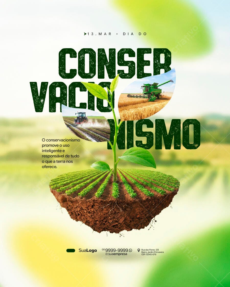Post Instagram Dia do Conservacionismo Agricultura PSD Editável