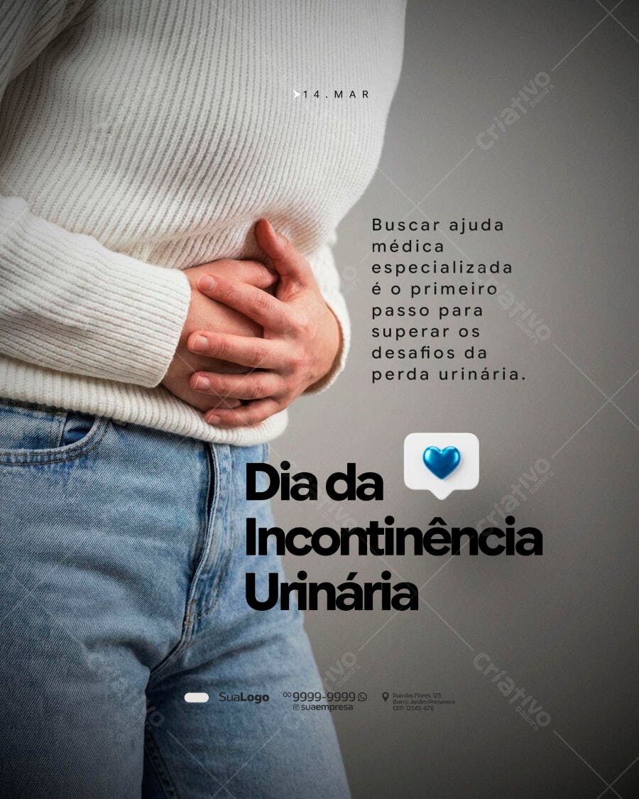 Post Dia da Incontinência Urinária Clínica Saúde PSD Editável
