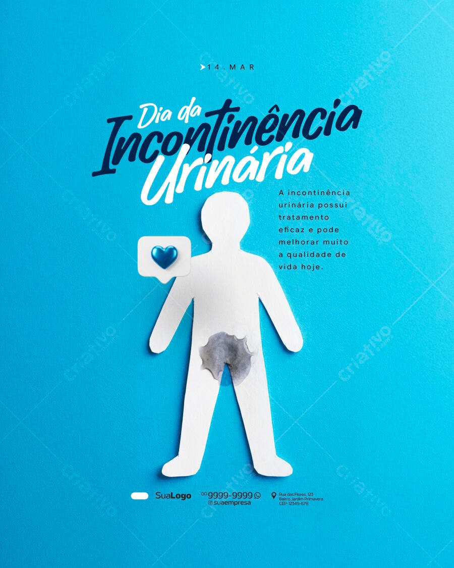 Post Dia da Incontinência Urinária Clínica Médica PSD Editável
