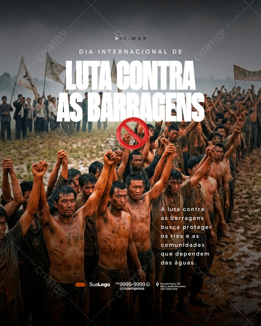 Post Instagram Dia Luta Contra Barragens 14 Março PSD Editável