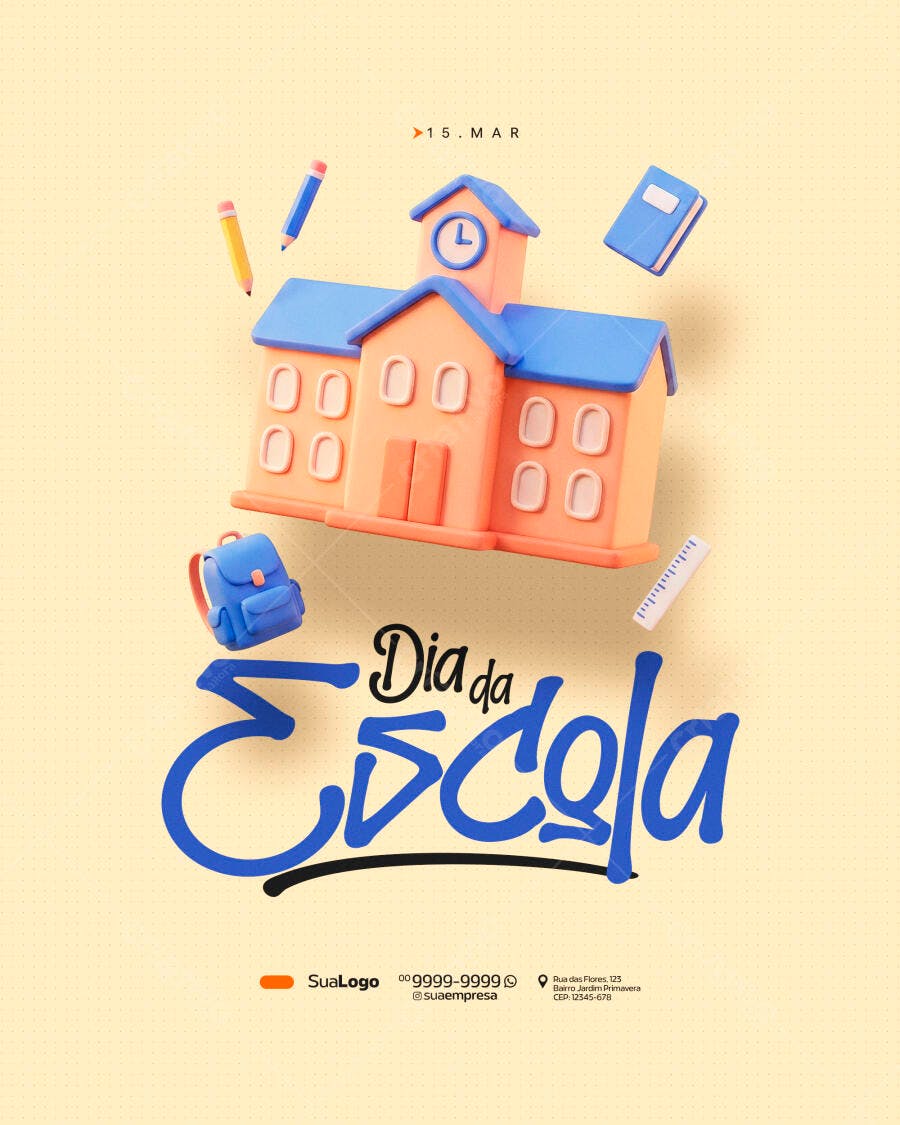 Post Instagram Dia da Escola 15 de Março PSD Editável