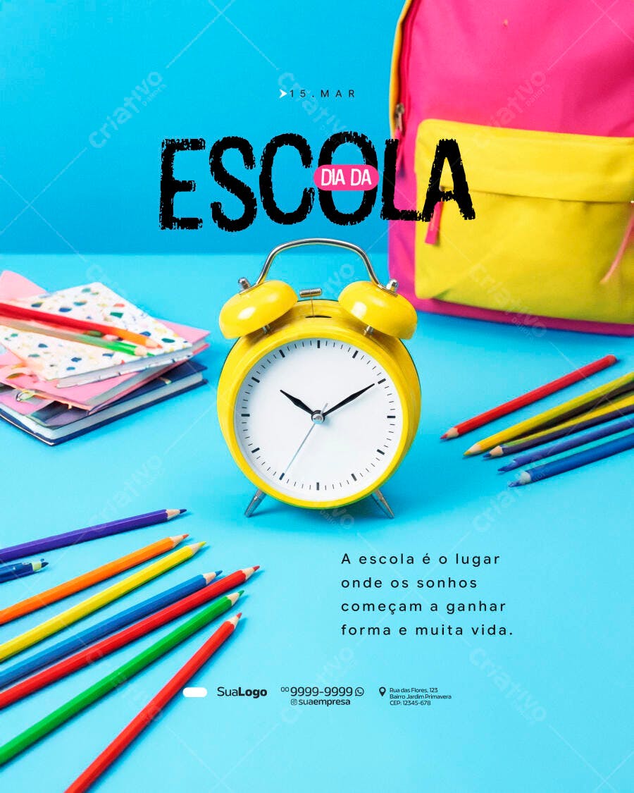 Post Instagram Volta às Aulas Escola PSD Editável