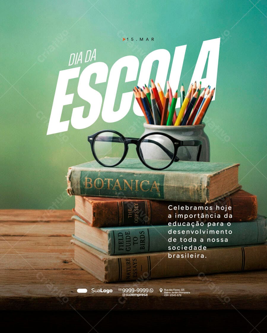 Post Instagram Dia da Escola 15 de Março Educação PSD Editável