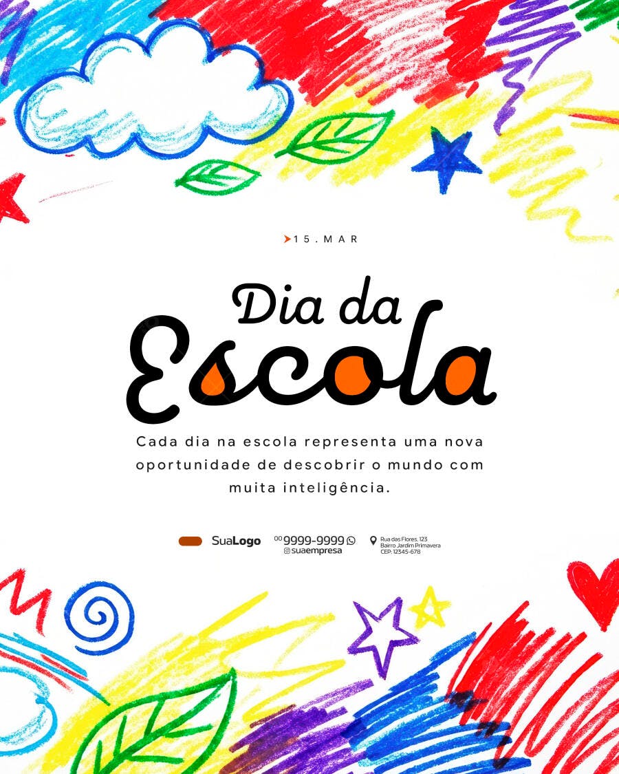 Post Dia da Escola Março Educação PSD Editável