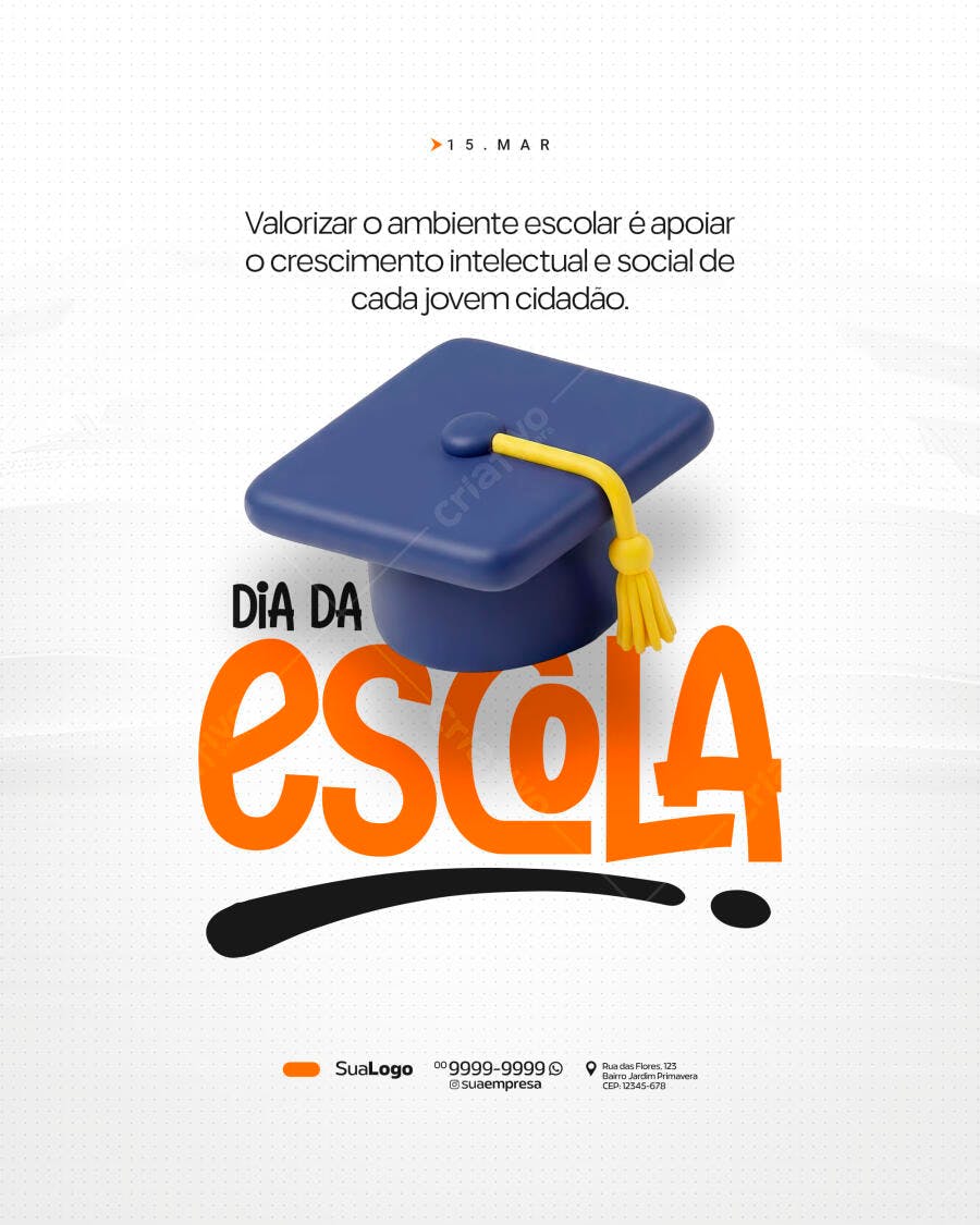 Post Instagram Dia da Escola Educação PSD Editável