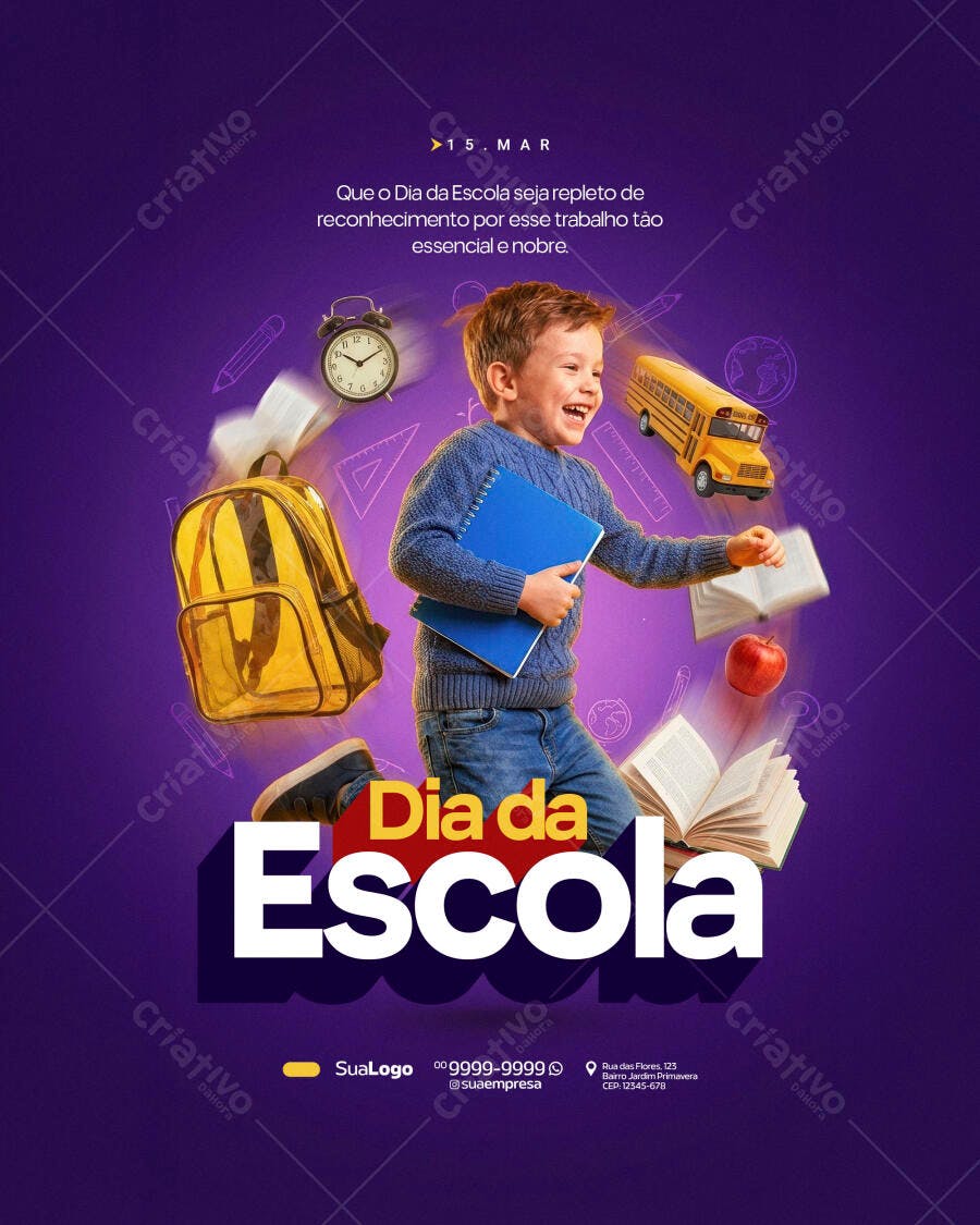 Post Dia da Escola 15 de Março Educação PSD Editável