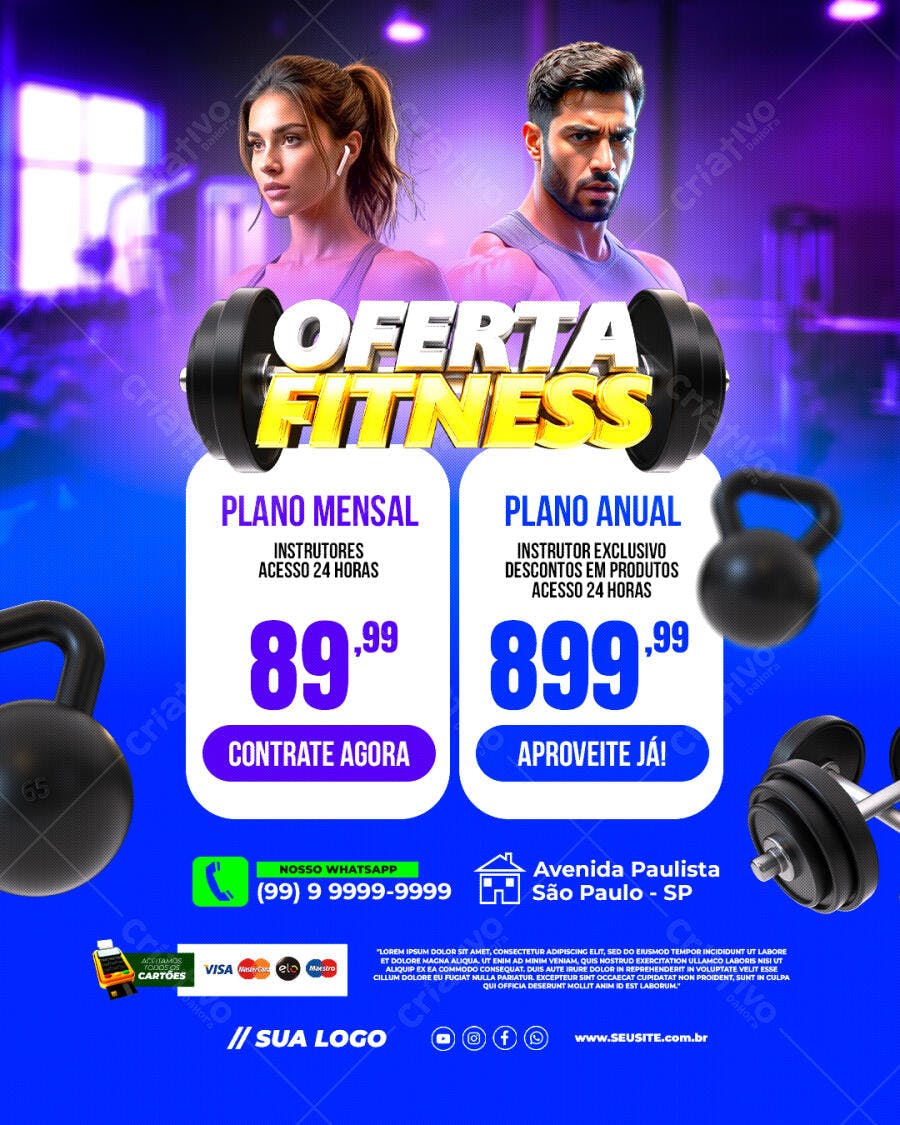 Flyer Oferta Fitness Academia Promoção PSD Editável