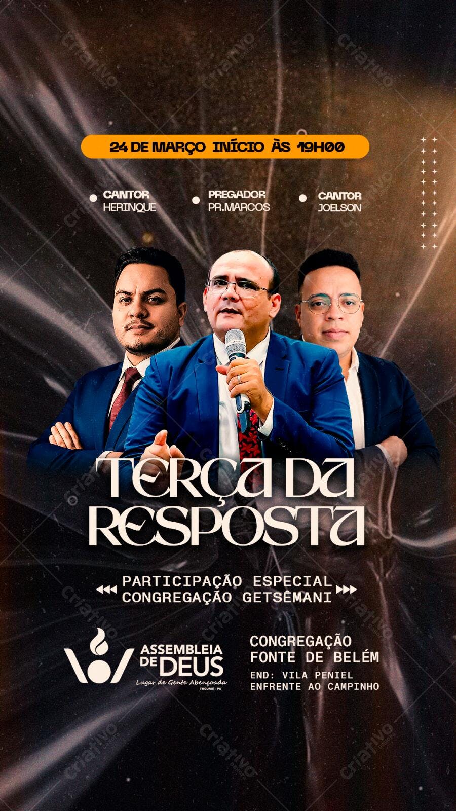 Post Instagram Terça da Resposta Igreja Evangélica PSD Editável