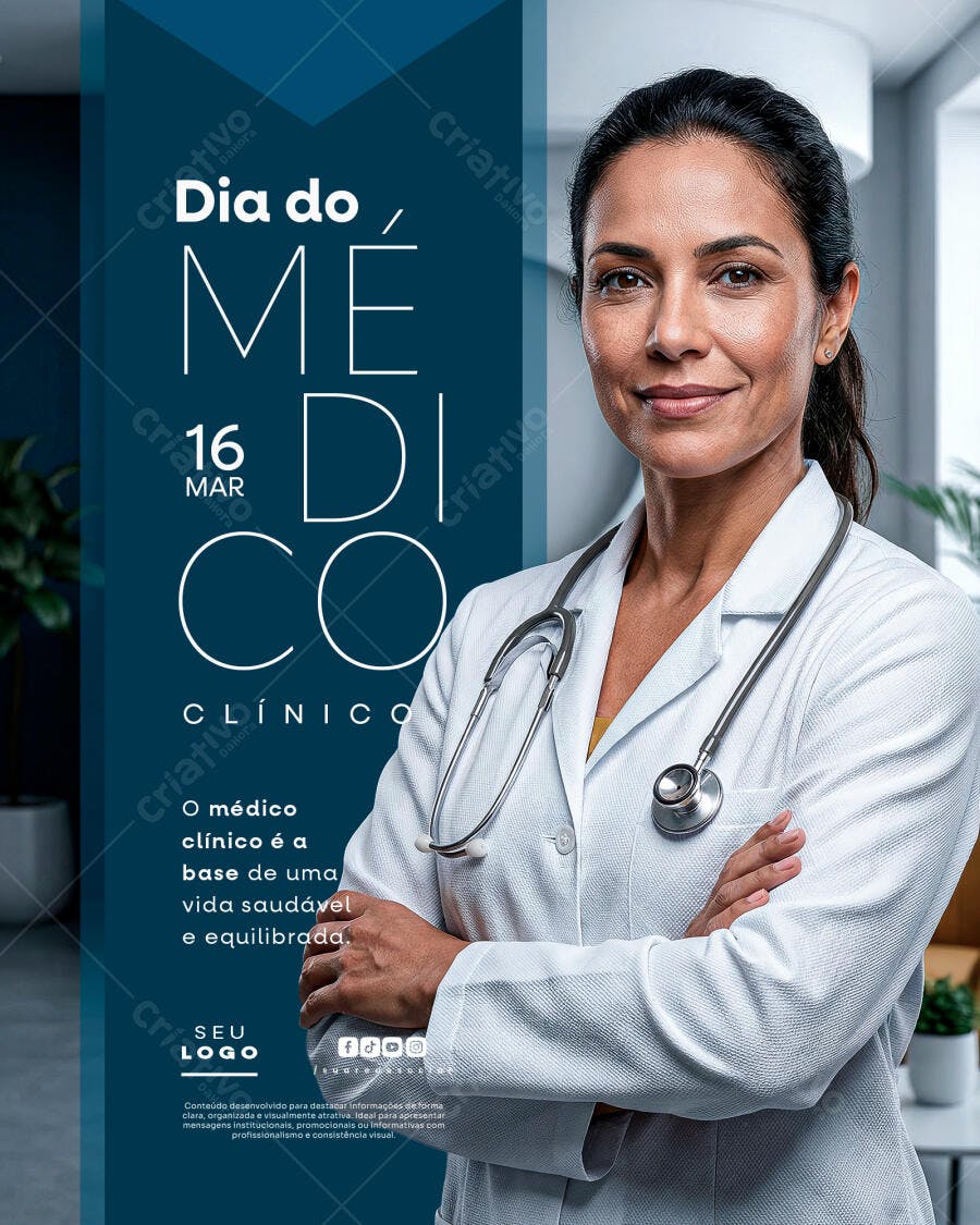 Post Dia do Médico 16 de Março Clínica PSD Editável