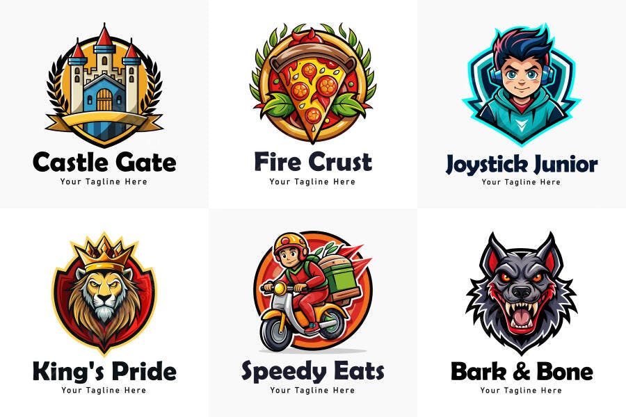 Logos Mascotes Cartoon para Jogos e Delivery PNG