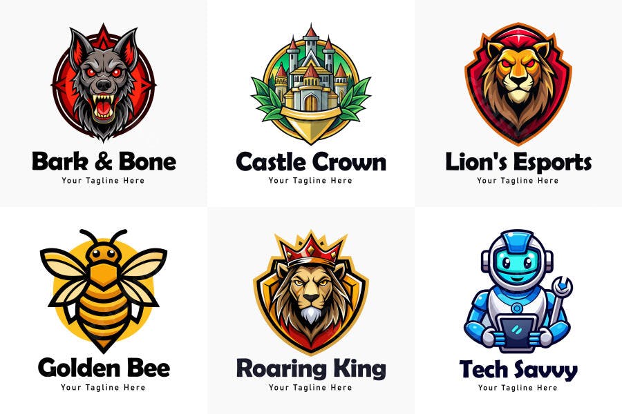 Logos Mascotes Animais e Personagens Cartoon Vetor