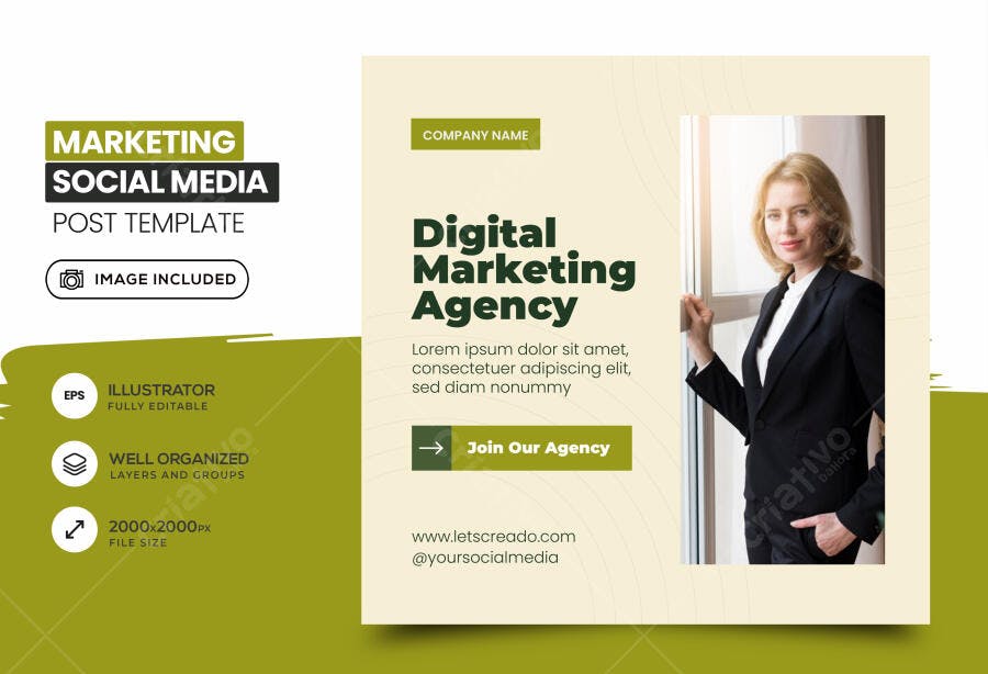 Post Instagram Agência Marketing Digital PSD Editável