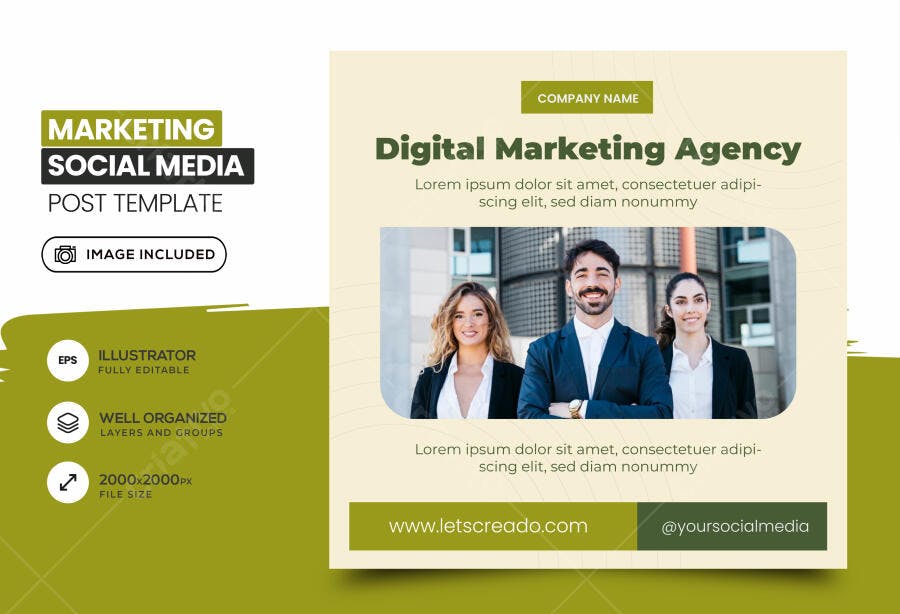 Post Instagram Agência Marketing Digital PSD Editável