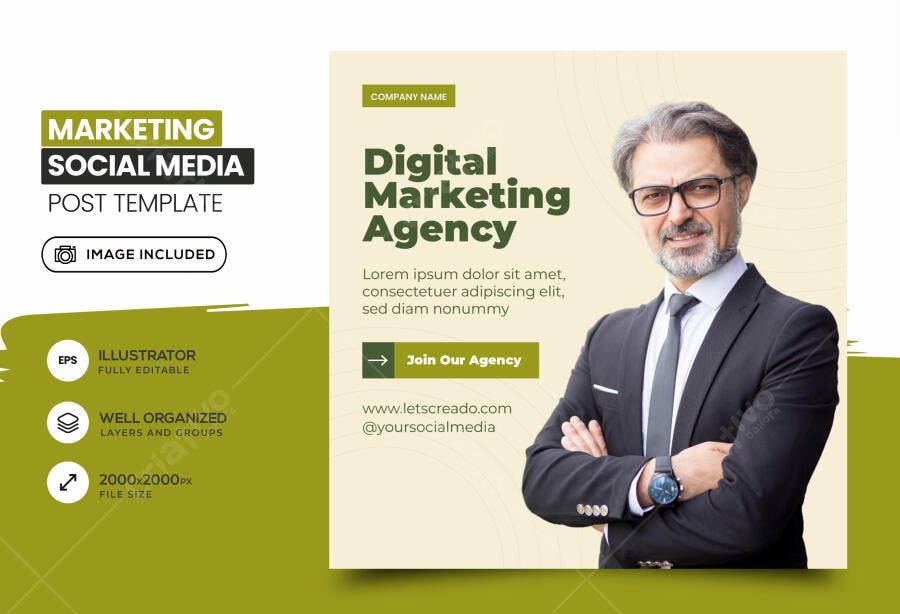 Post Instagram Agência Marketing Digital PSD Editável