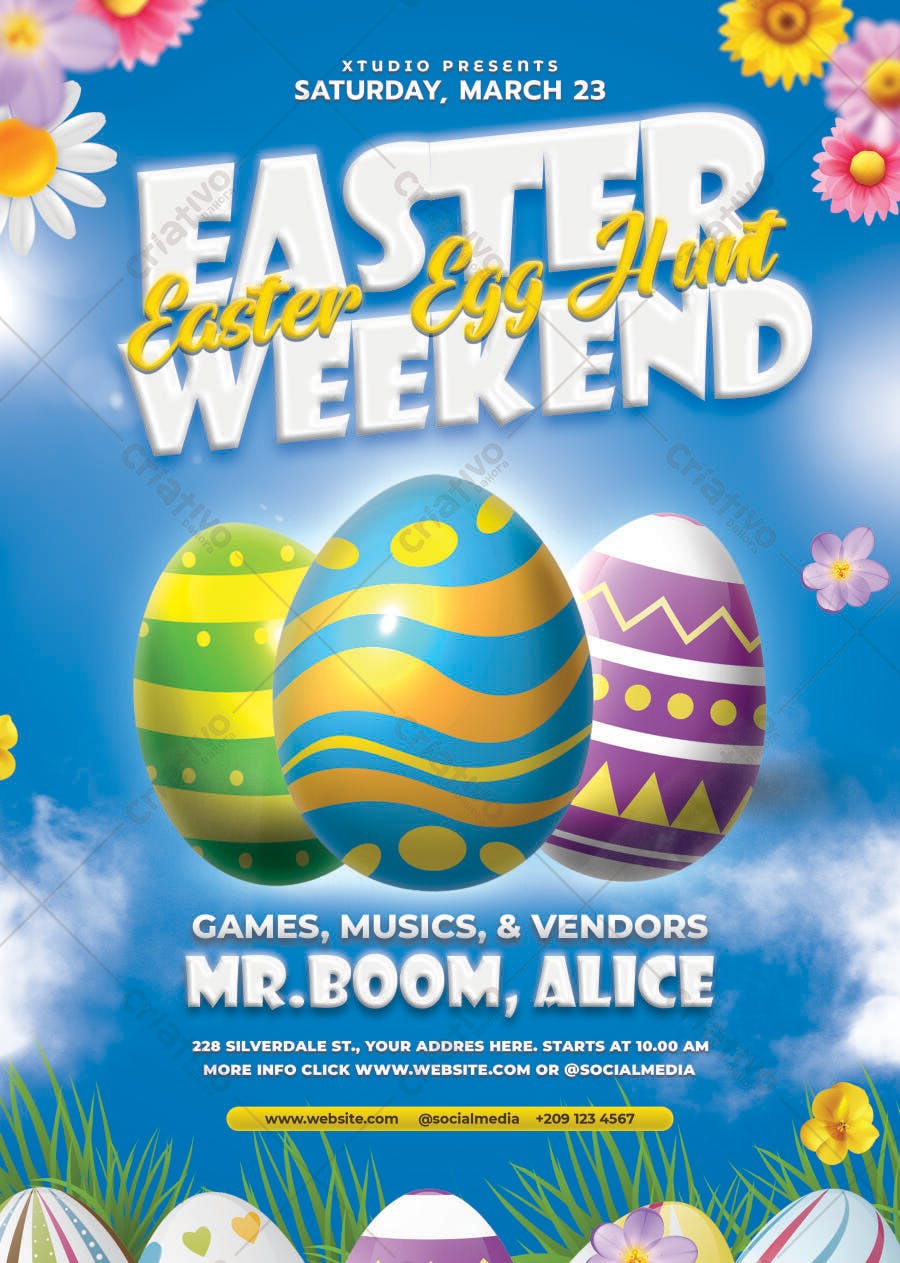 Flyer Páscoa Easter Egg Hunt PSD Editável