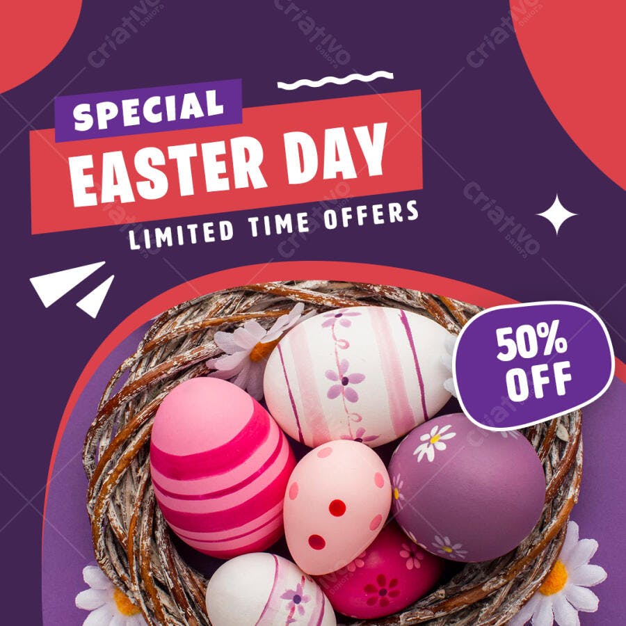 Post Instagram Páscoa Ofertas Especiais PSD Editável