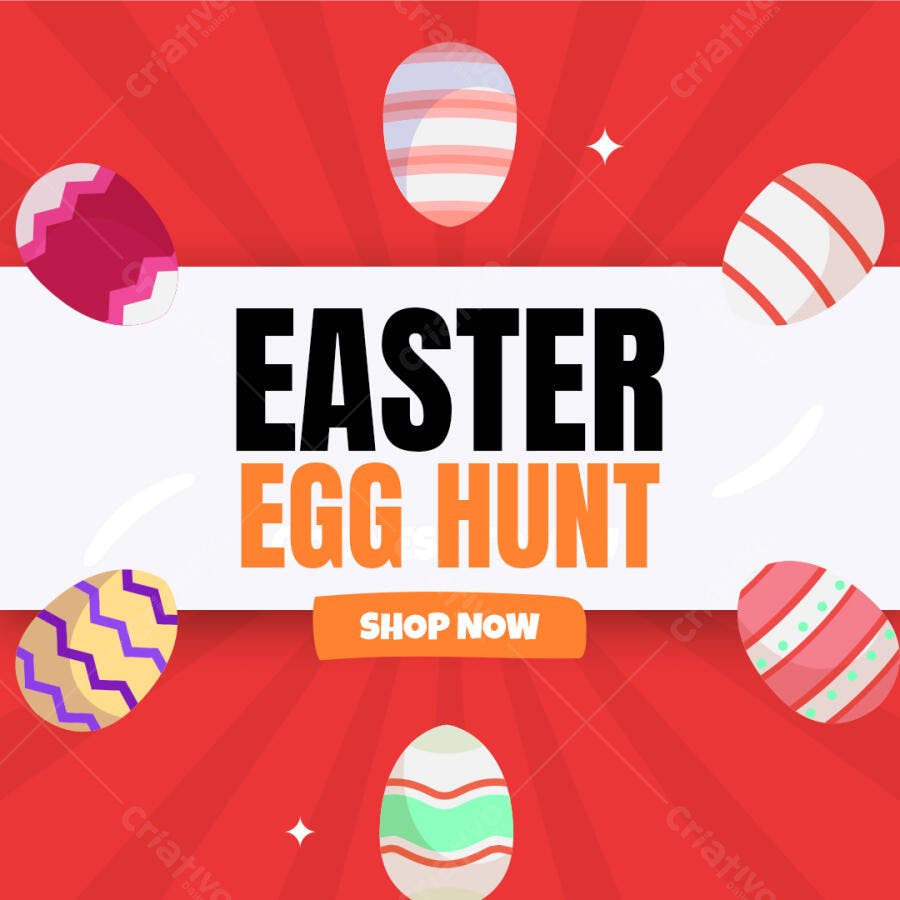 Post Instagram Páscoa Easter Egg Hunt PSD Editável