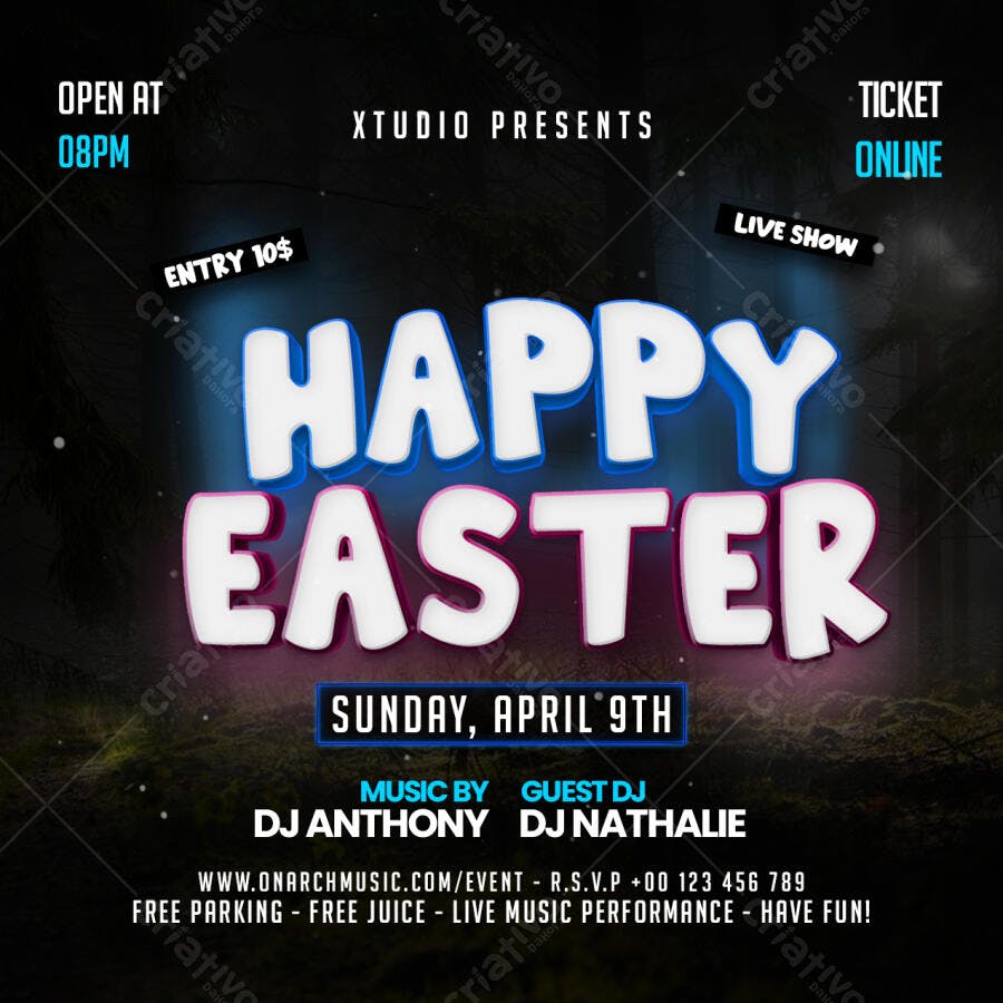 Flyer Happy Easter Festa Páscoa PSD Editável