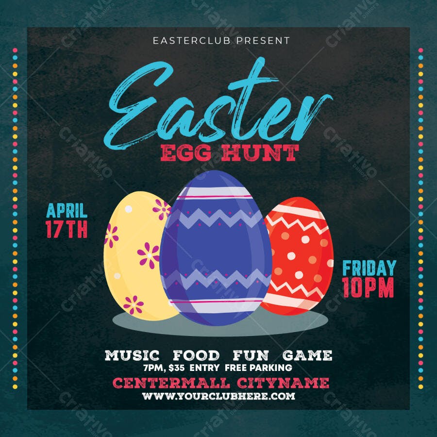 Post Instagram Páscoa Easter Egg Hunt PSD Editável