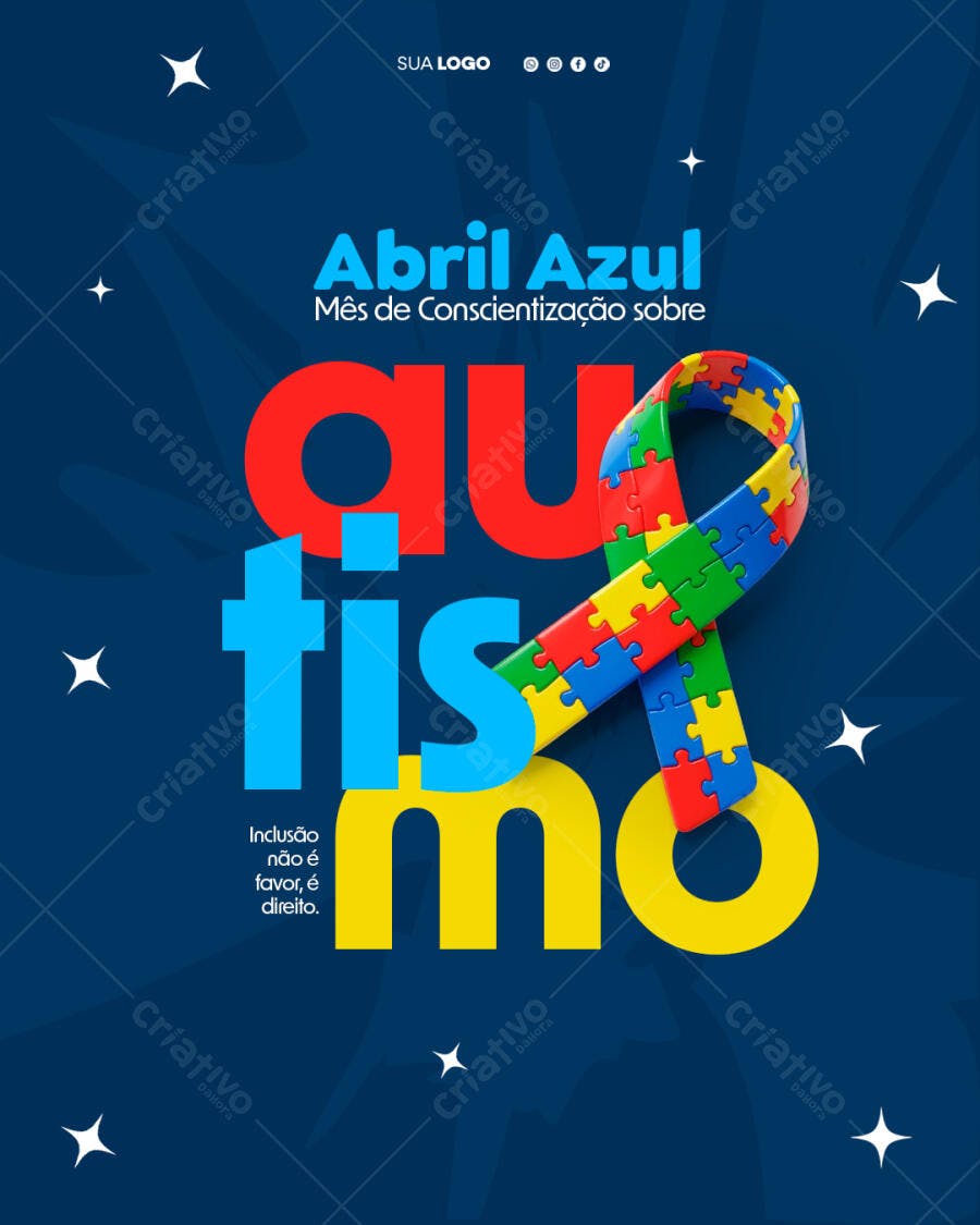 Post Instagram Abril Azul Autismo PSD Editável