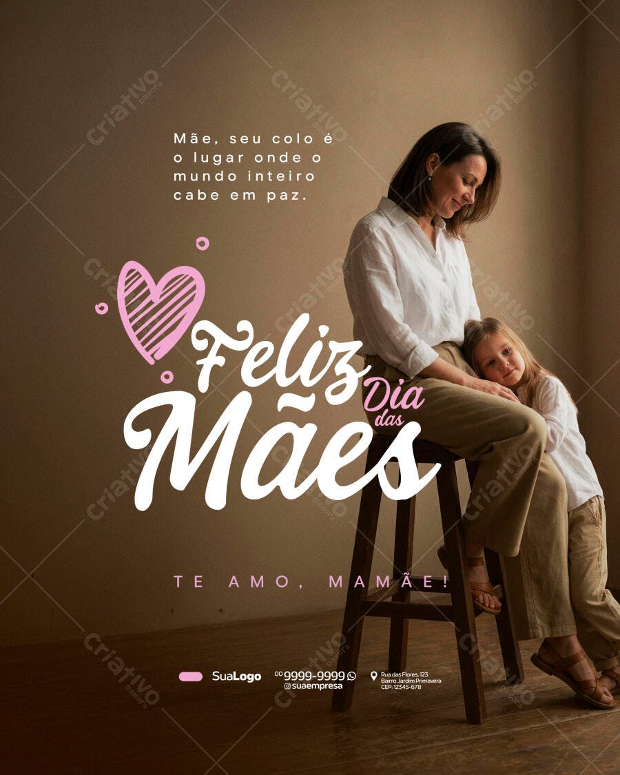 Post Instagram Dia das Mães Moderno PSD Editável