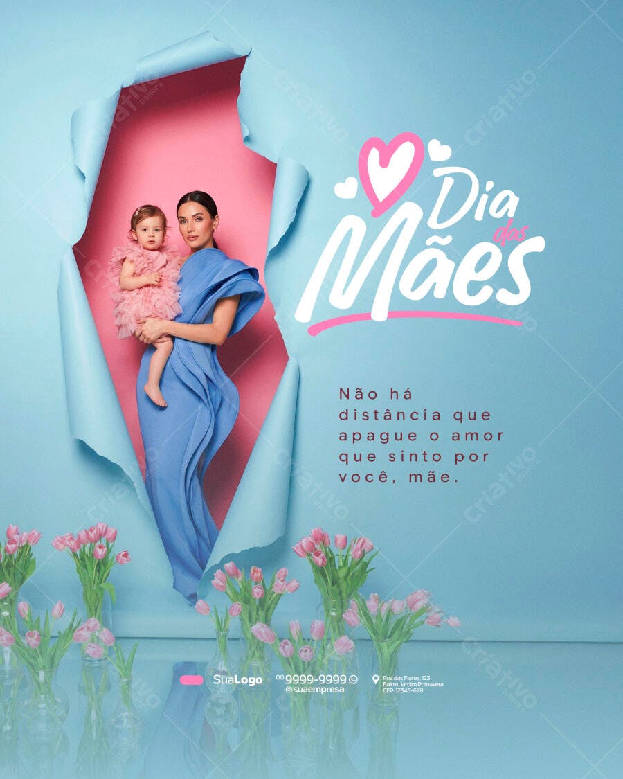 Post Instagram Dia das Mães Floral PSD Editável