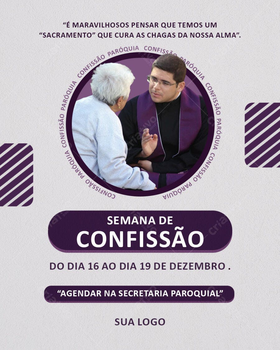 Post Instagram Semana Confissão Paróquia Dezembro PSD Editável