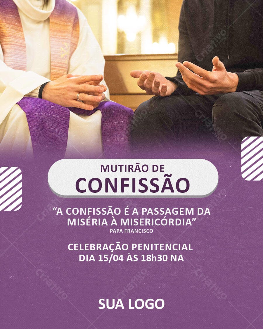 Flyer Mutirão de Confissão Religioso PSD Editável