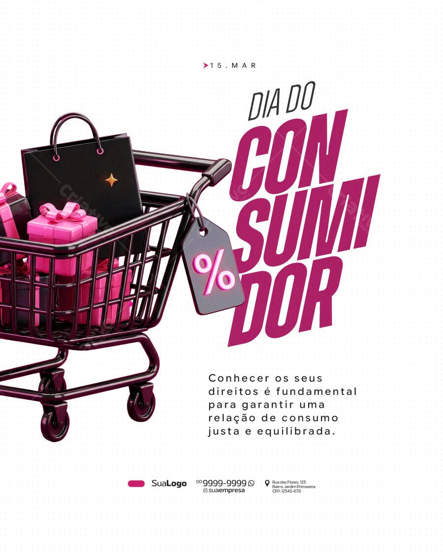 Post Instagram Dia do Consumidor Março PSD Editável