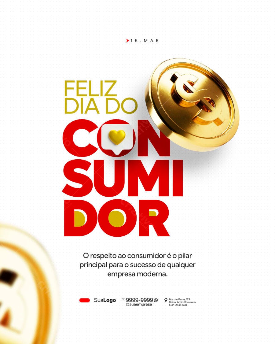 Post Instagram Dia do Consumidor 15 de Março PSD Editável