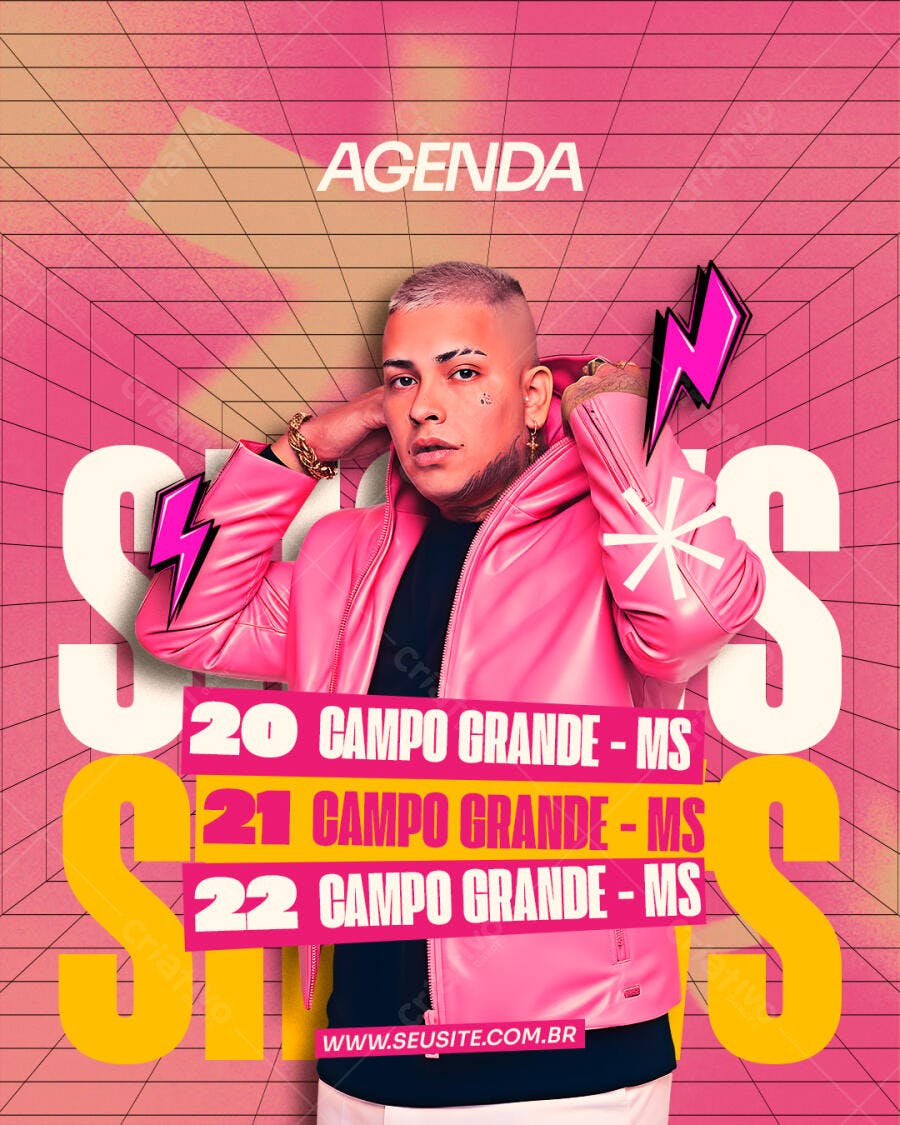 Post Agenda Show Evento Musical PSD Editável