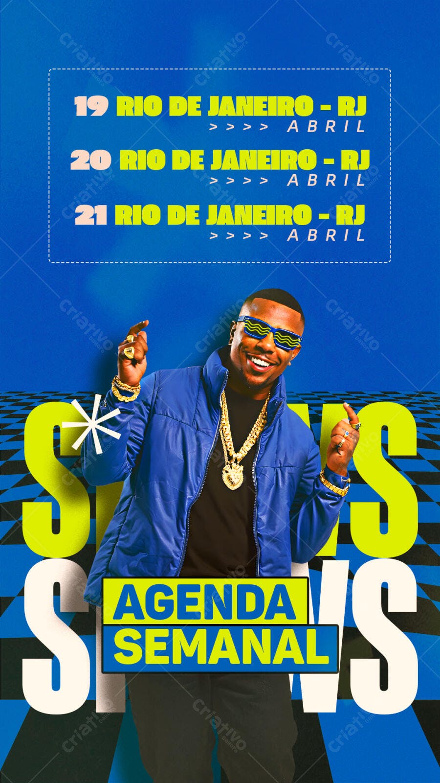 Story Instagram Agenda Semanal Eventos Abril PSD Editável