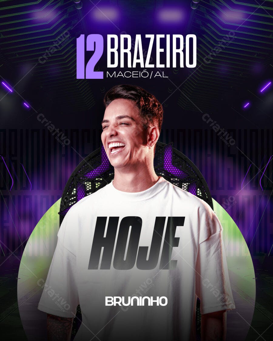 Post Instagram Balada Festa DJ Roxo PSD Editável