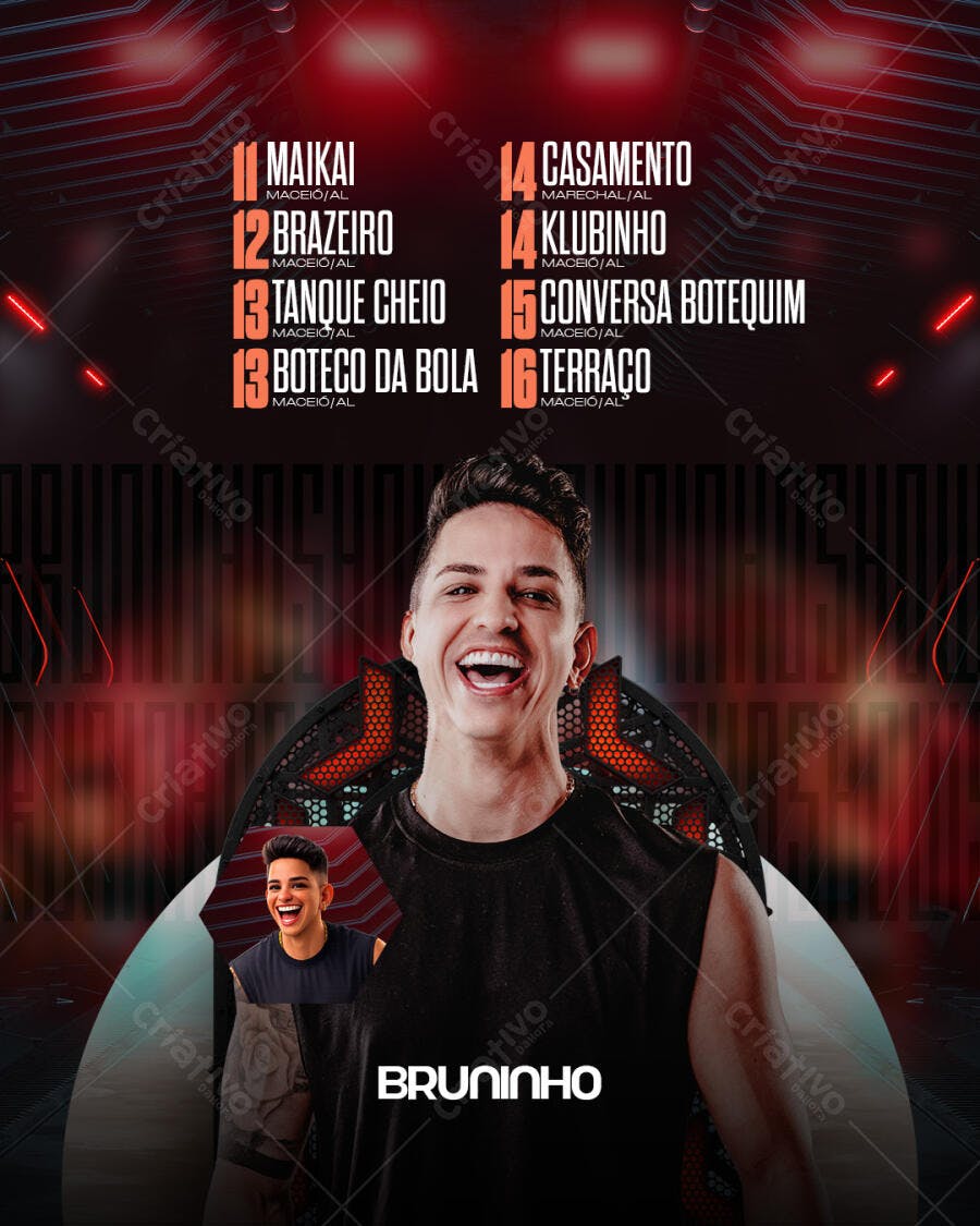 Post Instagram Balada Show Cantor PSD Editável