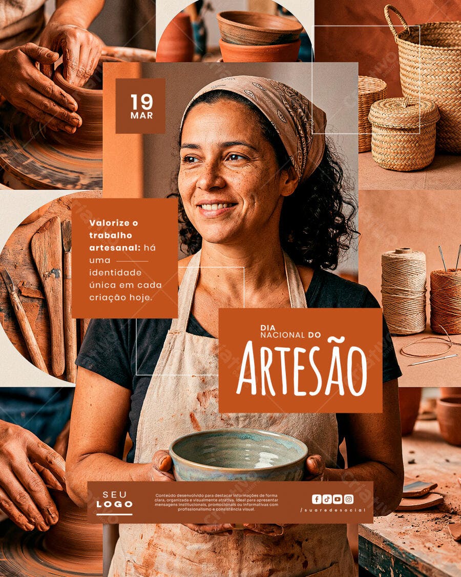 Post Instagram Dia do Artesão 19 de Março PSD Editável