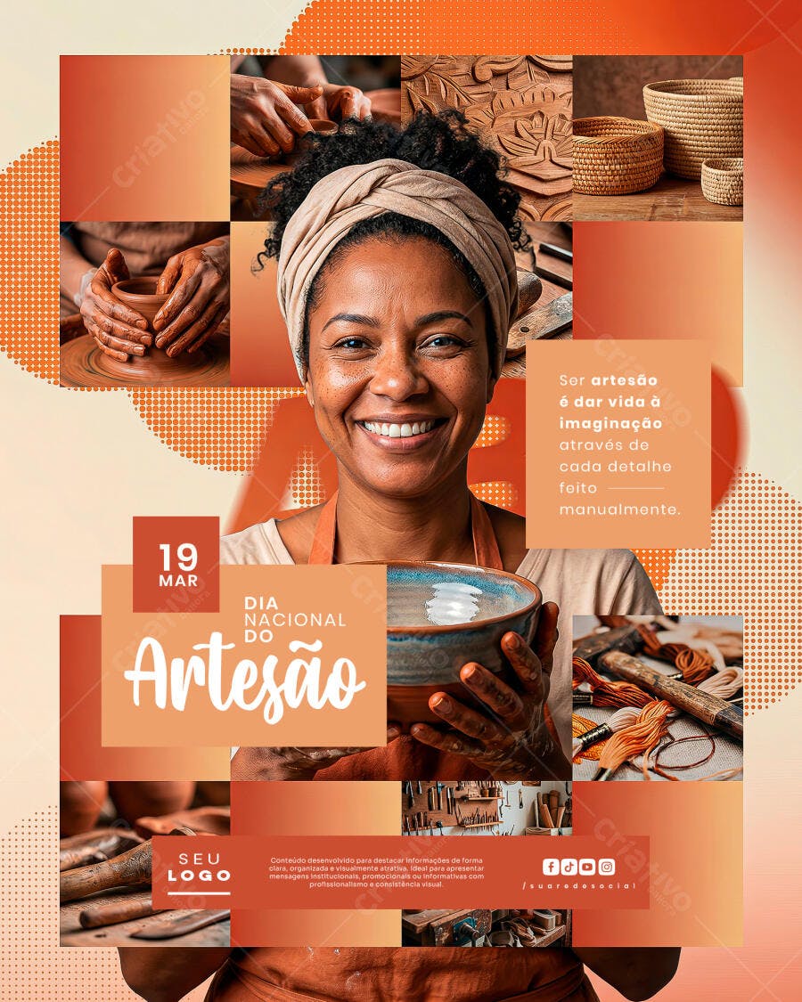 Post Instagram Dia Nacional do Artesão 19 Março PSD Editável